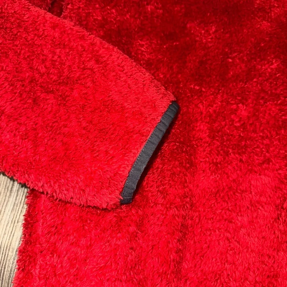 Vineyard Vines Stillwater Sherpa Quarter Zip Red Velvet Fleece Gray Pocket Large